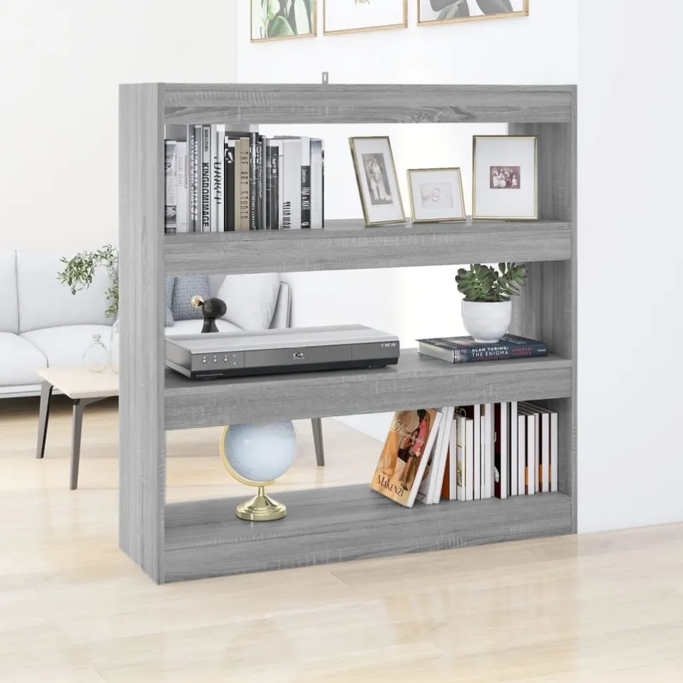 Kirjahylly/tilanjakaja 100x30x103 cm betoninharmaa