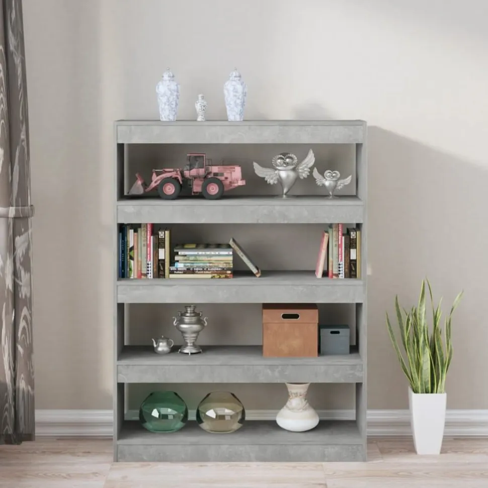 Kirjahylly/tilanjakaja 100x30x135 cm betoninharmaa