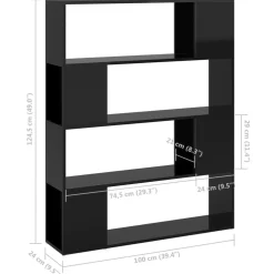 Kirjahylly/tilanjakaja 100x24x124 cm korkeakiilto harmaa