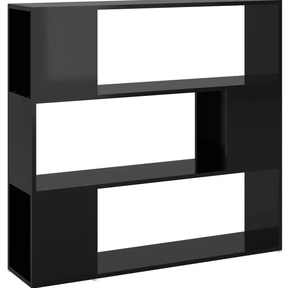 Kirjahylly/tilanjakaja 100x24x94 cm korkeakiilto musta
