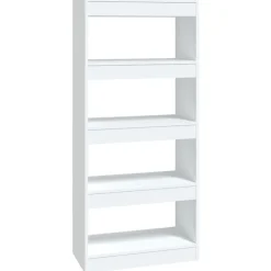 Kirjahylly/tilanjakaja 60x30x135 cm korkeakiilto valkoinen