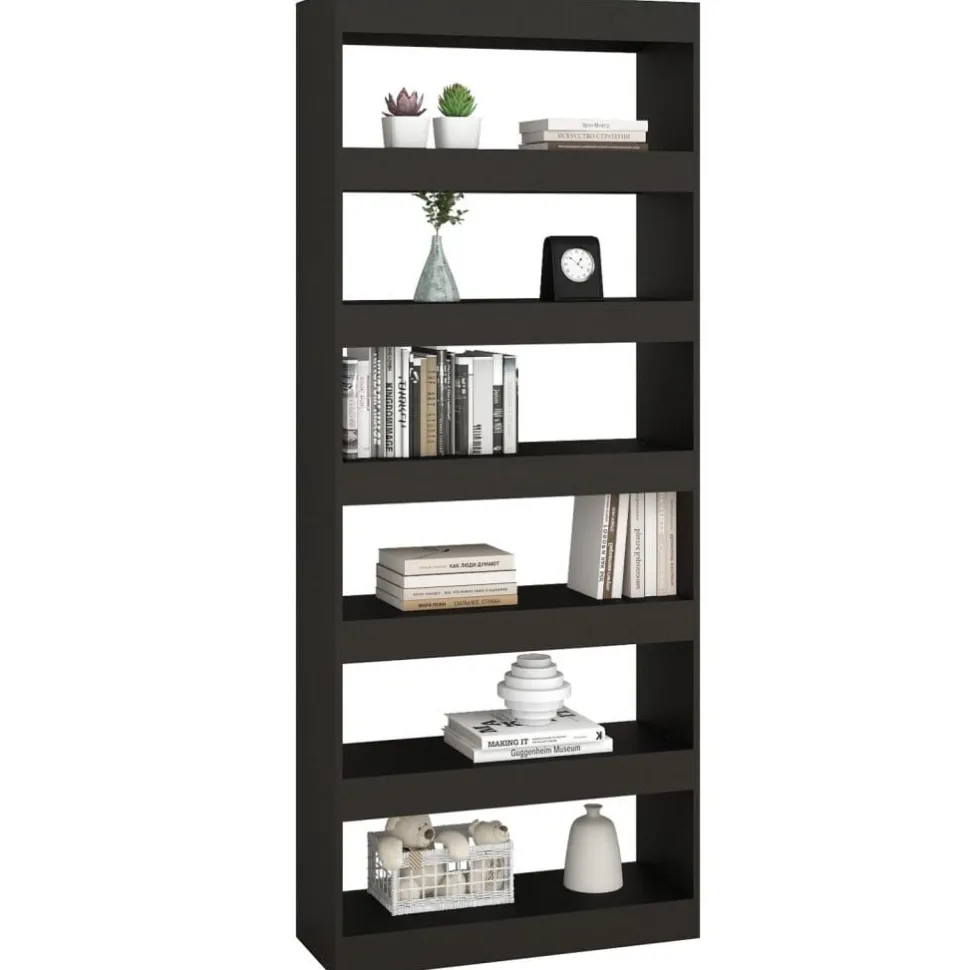 Kirjahylly/tilanjakaja 80x30x198 cm lastulevy betoninharmaa