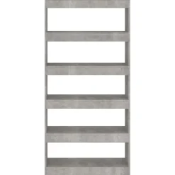 Kirjahylly/tilanjakaja 80x30x166 cm lastulevy betoninharmaa