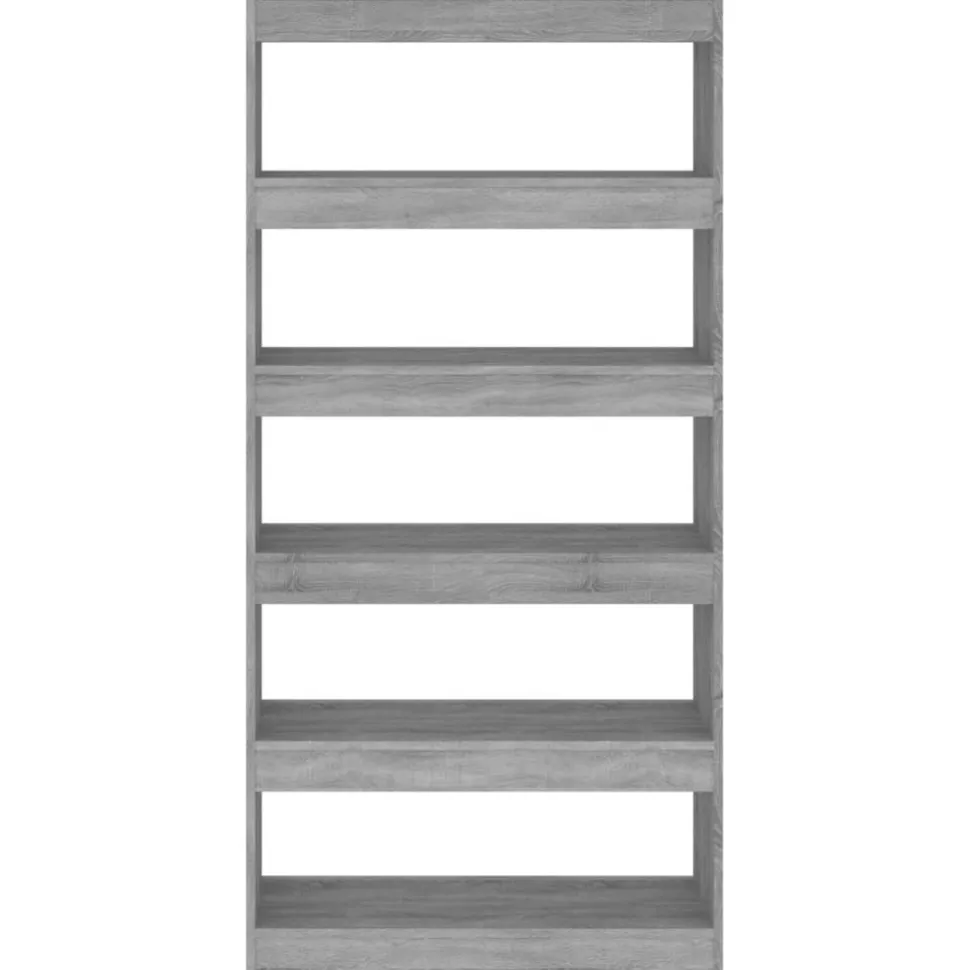 Kirjahylly/tilanjakaja 80x30x166 cm lastulevy betoninharmaa