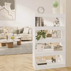 Kirjahylly/tilanjakaja 80x30x135 cm lastulevy betoninharmaa