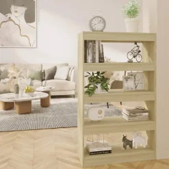 Kirjahylly/tilanjakaja 80x30x135 cm lastulevy betoninharmaa