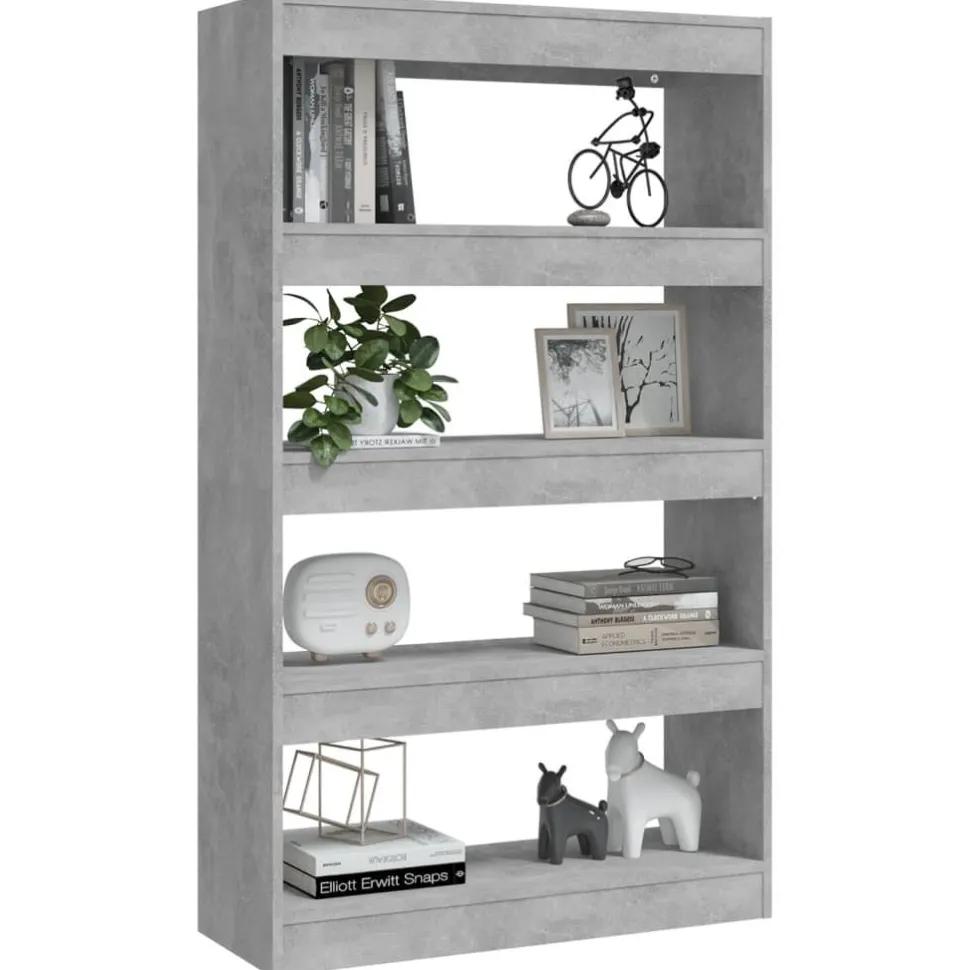 Kirjahylly/tilanjakaja 80x30x135 cm lastulevy betoninharmaa