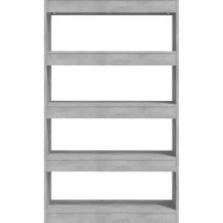 Kirjahylly/tilanjakaja 80x30x135 cm lastulevy betoninharmaa