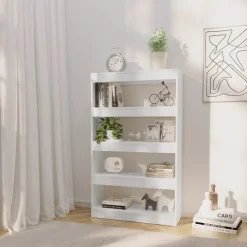 Kirjahylly/tilanjakaja 80x30x135 cm lastulevy betoninharmaa