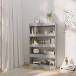 Kirjahylly/tilanjakaja 80x30x135 cm lastulevy betoninharmaa