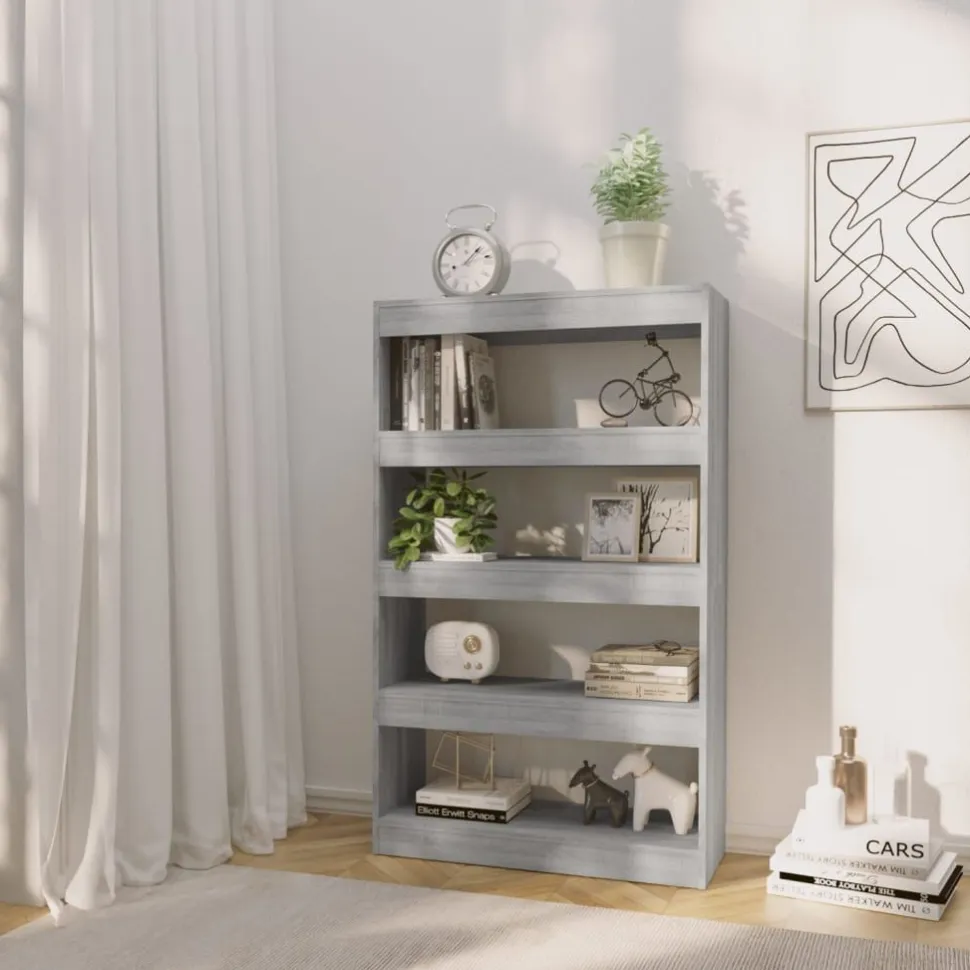 Kirjahylly/tilanjakaja 80x30x135 cm lastulevy betoninharmaa