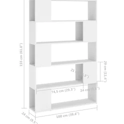 Kirjahylly/tilanjakaja 100x24x155 cm lastulevy harmaa