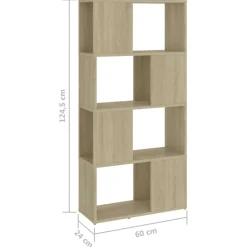 Kirjahylly/tilanjakaja 60x24x124,5 cm lastulevy tammi
