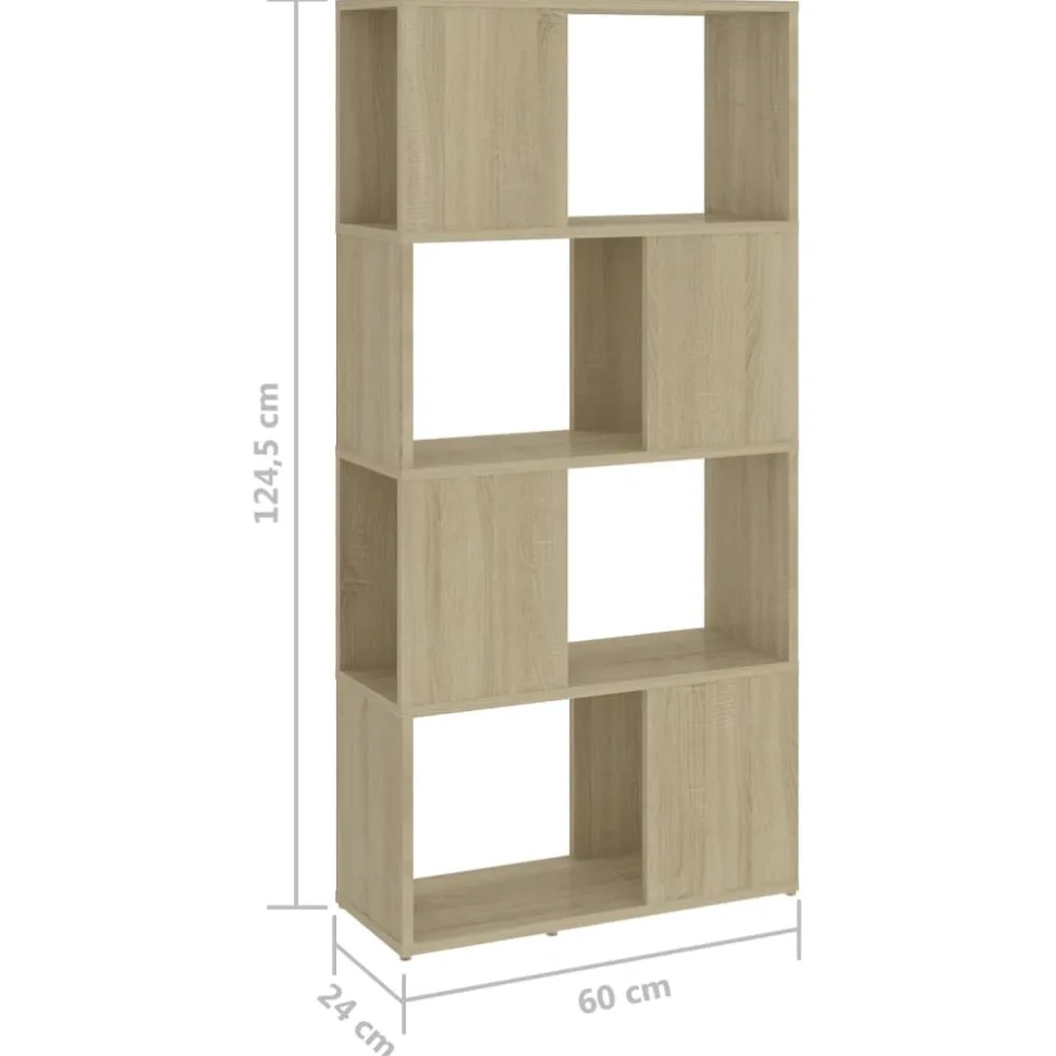 Kirjahylly/tilanjakaja 60x24x124,5 cm lastulevy tammi