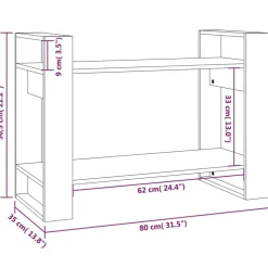 Kirjahylly/tilanjakaja 80x35x56,5 cm mänty