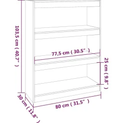 Kirjahylly/tilanjakaja 80x30x71,5-199,5cm, mänty, erikokoja ja värejä
