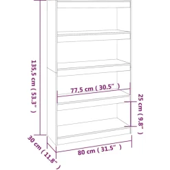 Kirjahylly/tilanjakaja 80x30x71,5-199,5cm, mänty, erikokoja ja värejä