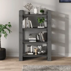 Kirjahylly/tilanjakaja 80x35x125 cm mänty harmaa