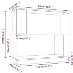 Kirjahylly/tilanjakaja 80x25x70 cm mänty musta