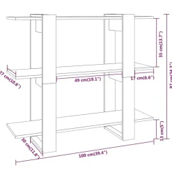Kirjahylly/tilanjakaja 100x30x87 cm musta