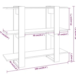 Kirjahylly/tilanjakaja 100x30x87 cm musta