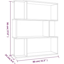 Kirjahylly/tilanjakaja 80x24x96 cm tekninen puu savutammi
