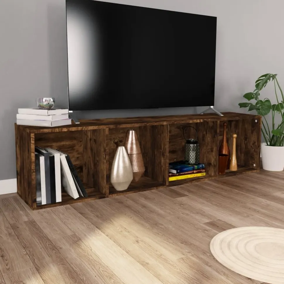 Kirjahylly / TV-taso 36x30x143 cm tekninen puu harmaa