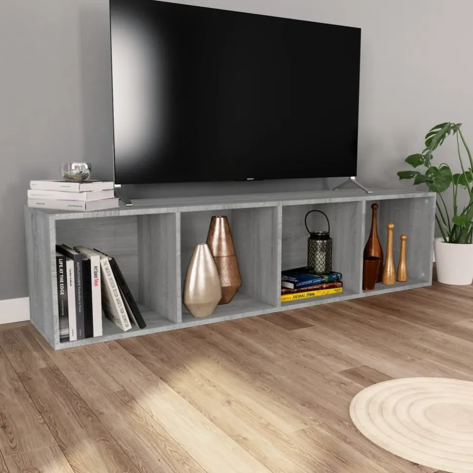 Kirjahylly / TV-taso 36x30x143 cm tekninen puu harmaa