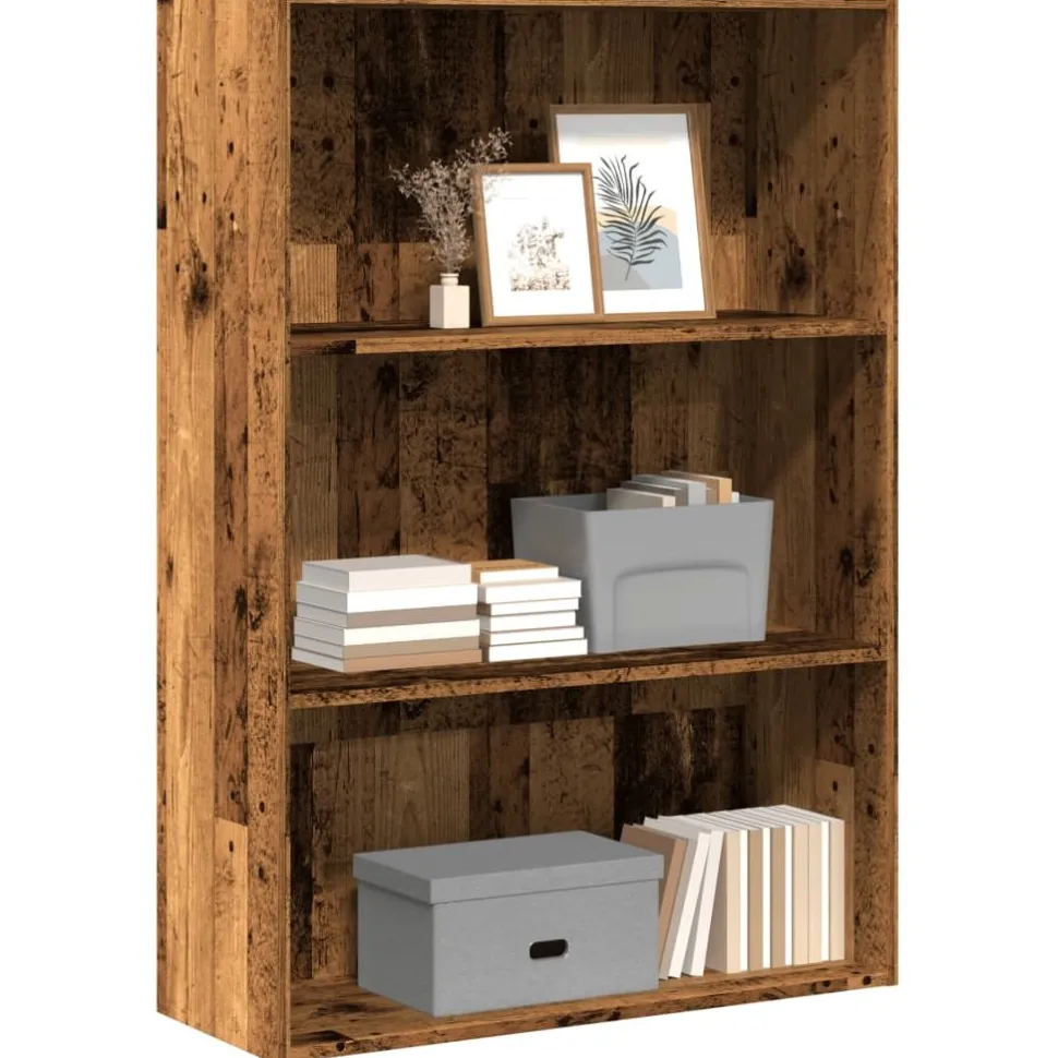 Kirjahylly vanha puu 80x30x114 cm tekninen puu (57938)