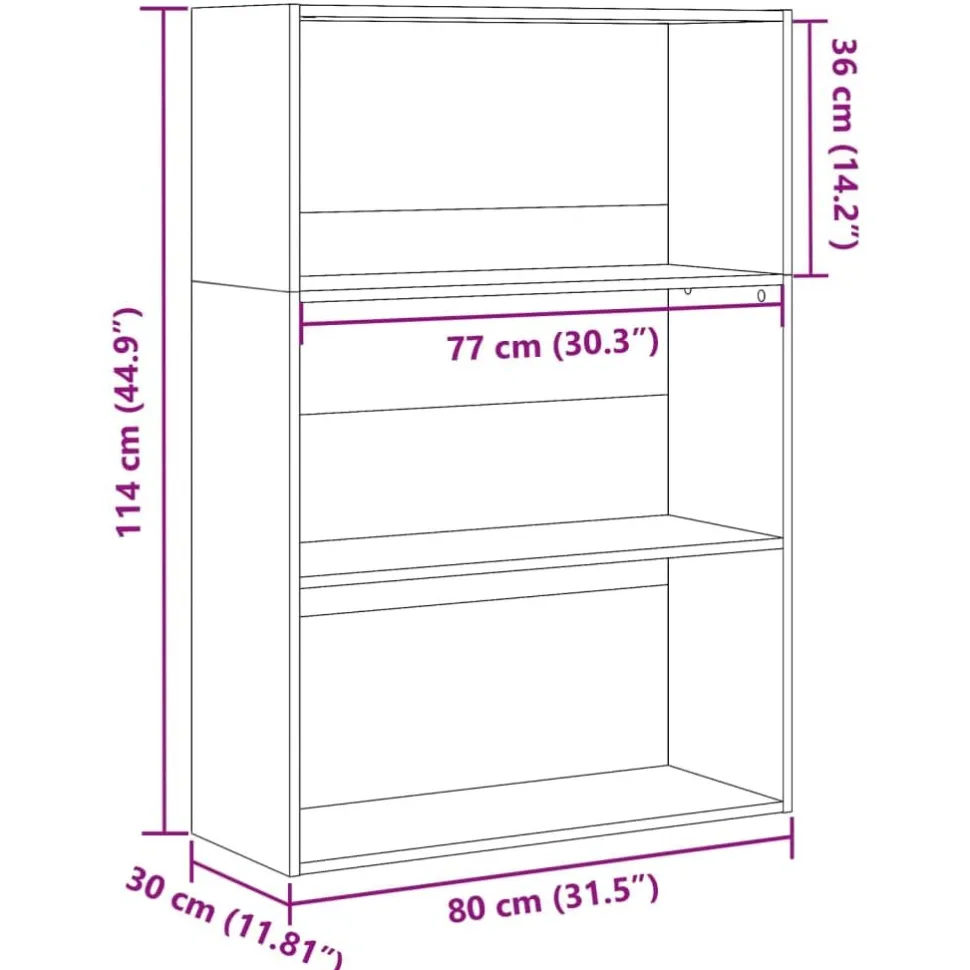 Kirjahylly vanha puu 80x30x114 cm tekninen puu (57938)
