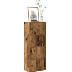 Kirjahylly vanha puu 40x24x102 cm tekninen puu (60380)