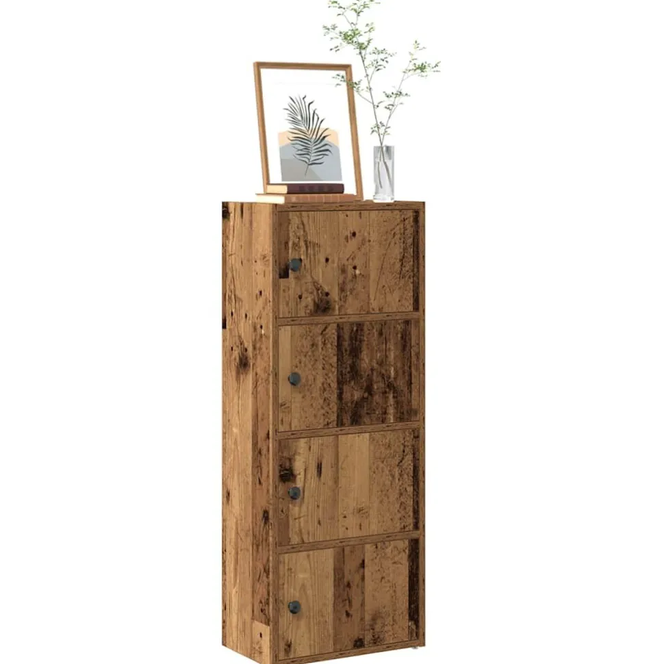 Kirjahylly vanha puu 40x24x102 cm tekninen puu (60380)