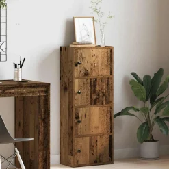 Kirjahylly vanha puu 40x24x102 cm tekninen puu (60380)