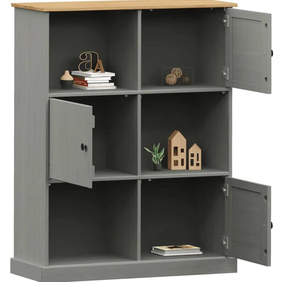 Kirjahylly VIGO harmaa 90x35x114,5 cm täysi mänty (53183)
