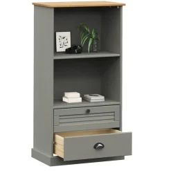 Kirjahylly VIGO harmaa 60x35x114,5 cm täysi mänty (53186)