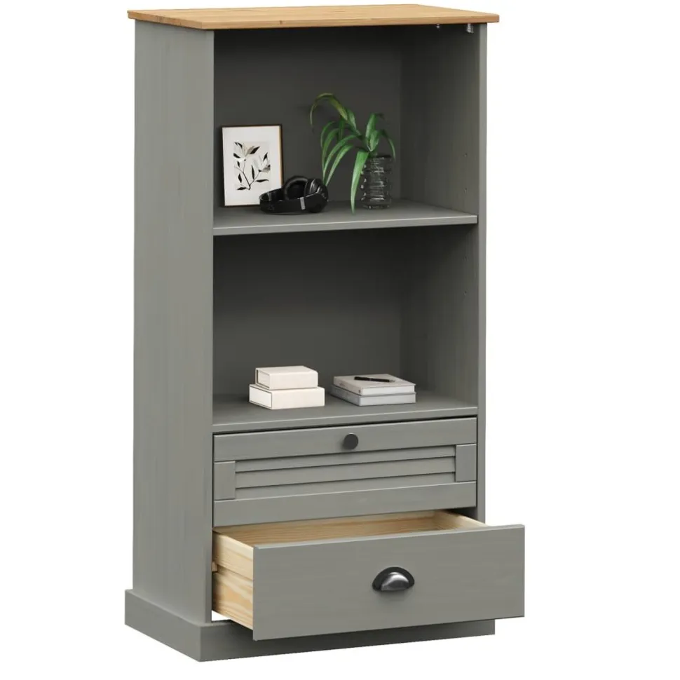Kirjahylly VIGO harmaa 60x35x114,5 cm täysi mänty (53186)