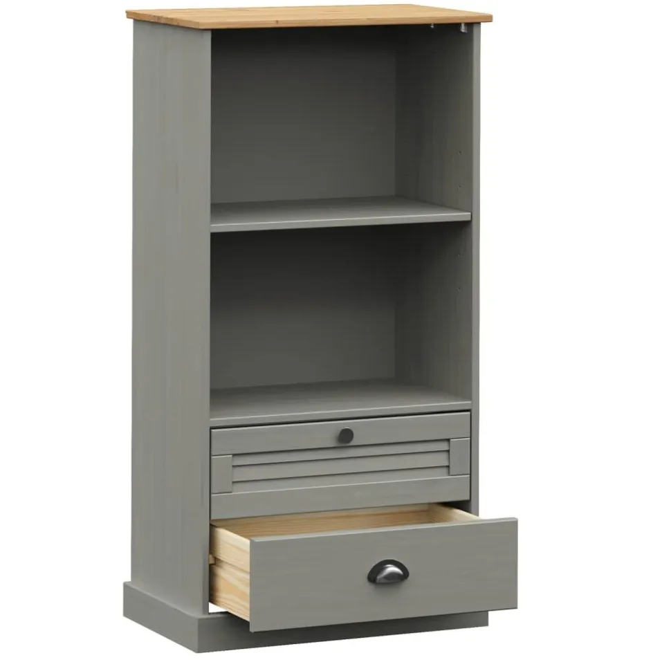 Kirjahylly VIGO harmaa 60x35x114,5 cm täysi mänty (53186)