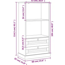 Kirjahylly VIGO harmaa 60x35x114,5 cm täysi mänty (53186)