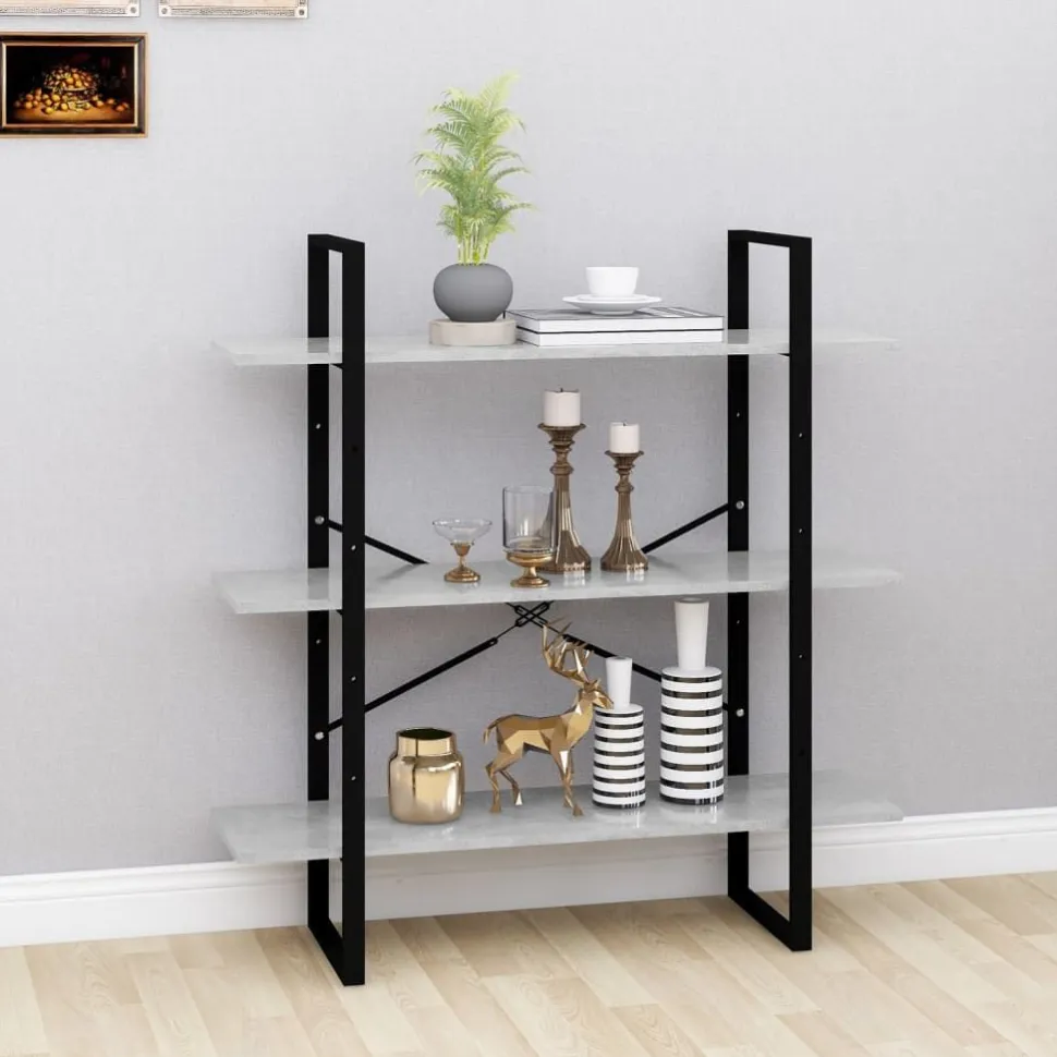 Kirjahylly 1 100x30x105 cm lastulevy betoninharmaa