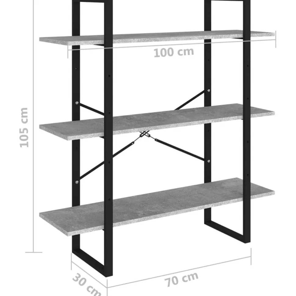 Kirjahylly 1 100x30x105 cm lastulevy betoninharmaa