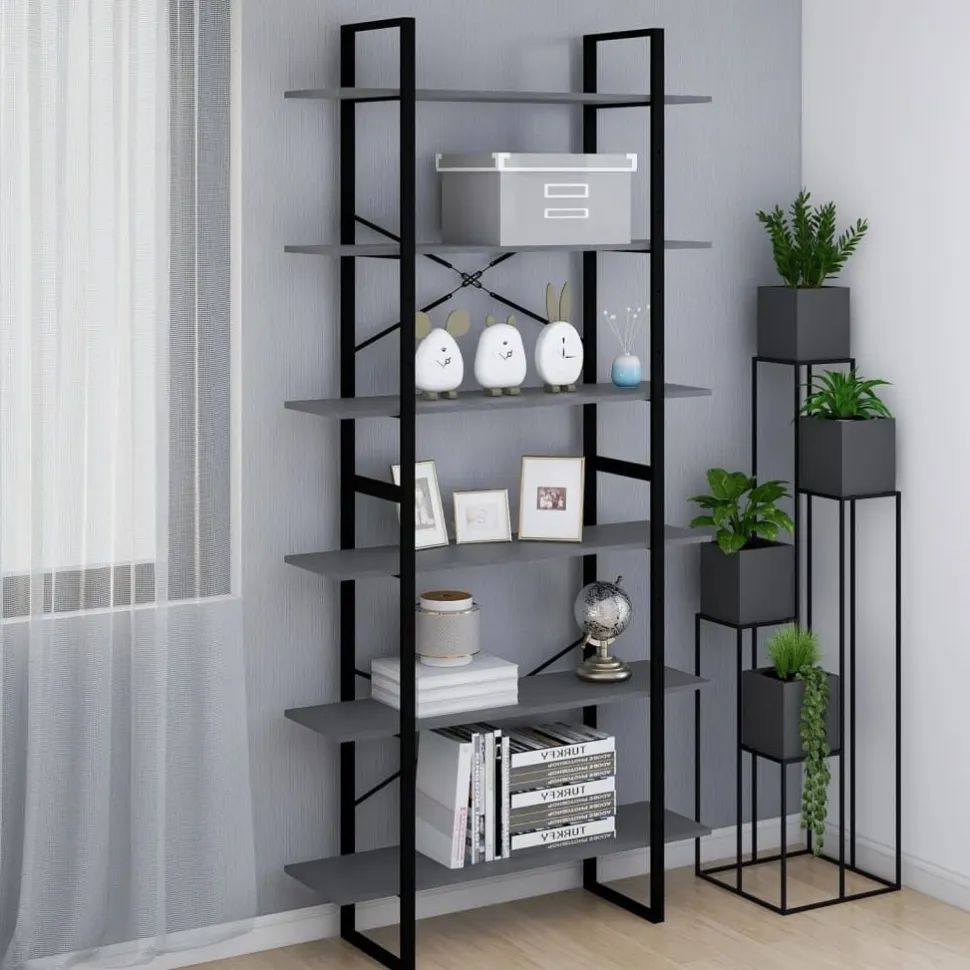 Kirjahylly 1 100x30x105 cm lastulevy betoninharmaa