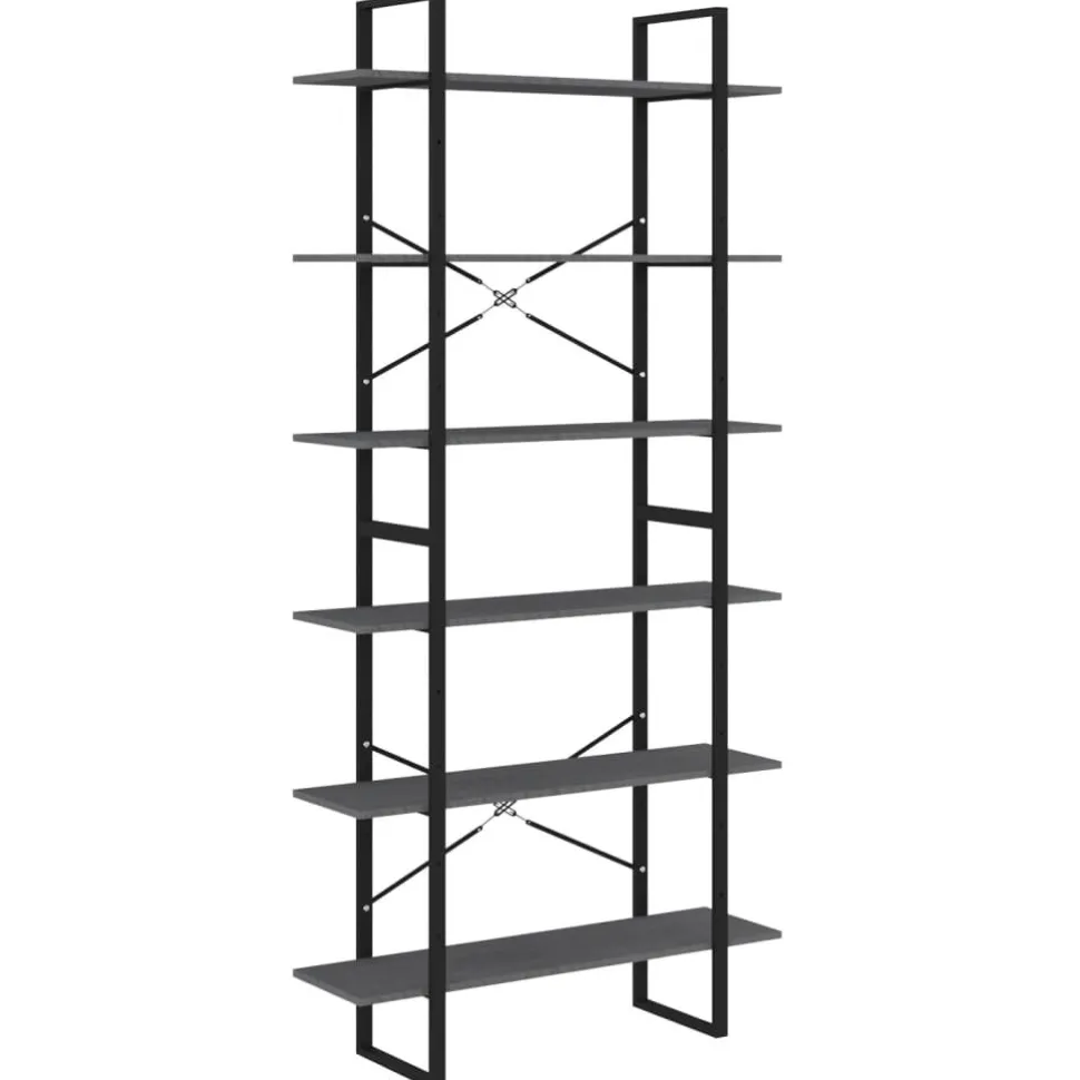 Kirjahylly 1 100x30x105 cm lastulevy betoninharmaa