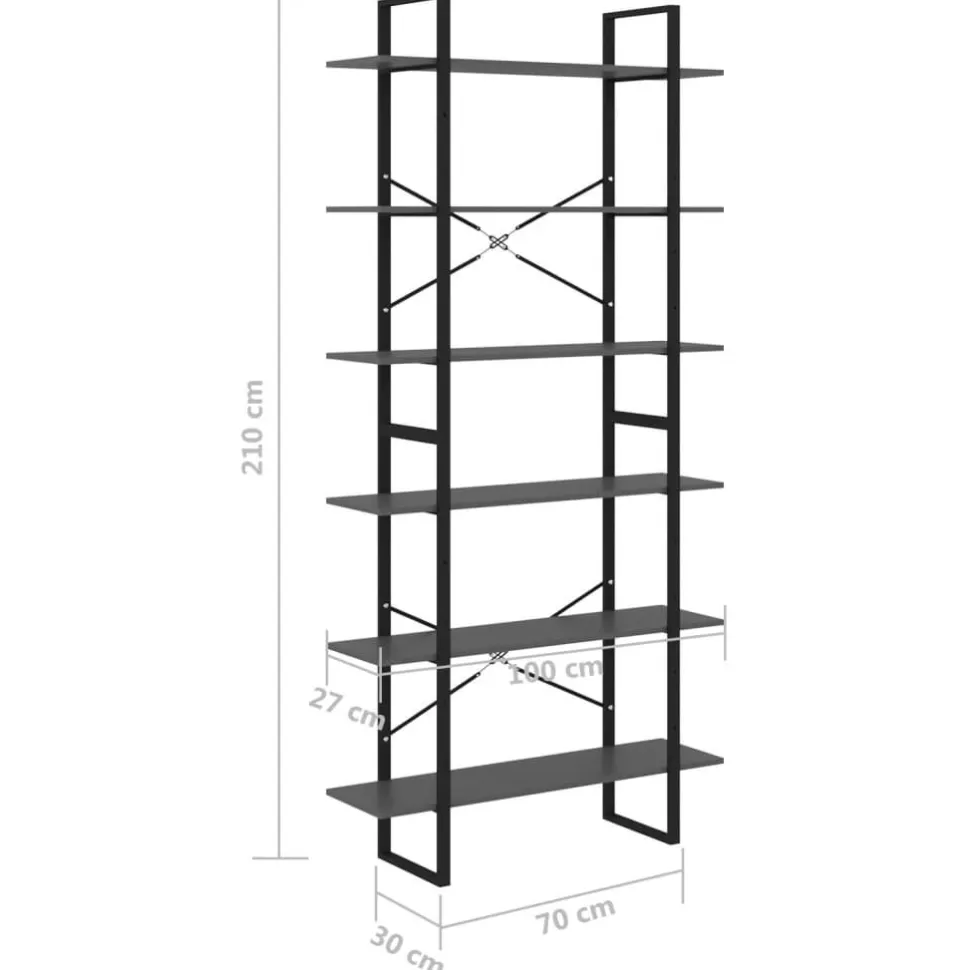 Kirjahylly 1 100x30x105 cm lastulevy betoninharmaa
