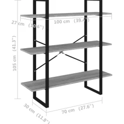 Kirjahylly 1 100x30x105 cm lastulevy betoninharmaa