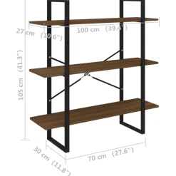 Kirjahylly 1 100x30x105 cm lastulevy betoninharmaa