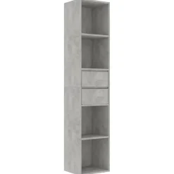 Kirjahylly 36x30x171 cm lastulevy betoninharmaa