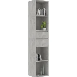 Kirjahylly 36x30x171 cm lastulevy betoninharmaa