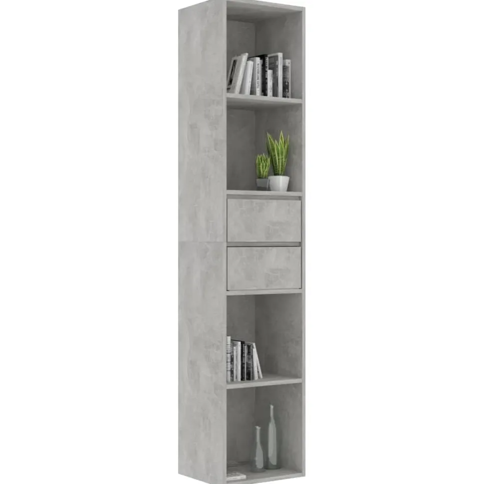 Kirjahylly 36x30x171 cm lastulevy betoninharmaa