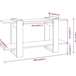 Kirjahylly 100x30x51 cm tekninen puu harmaa