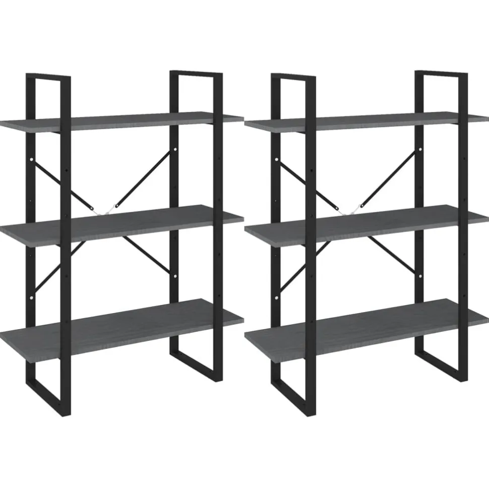 Kirjahylly 80x30x105 cm tekninen puu harmaa